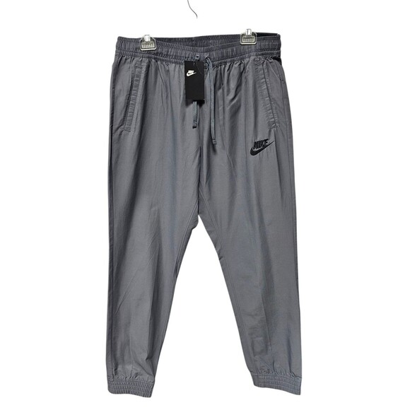 Nike Mens XL Slim Fit Jogger Pants Gray Casual Swoosh Blue Tag Pockets Joggers - Picture 1 of 16
